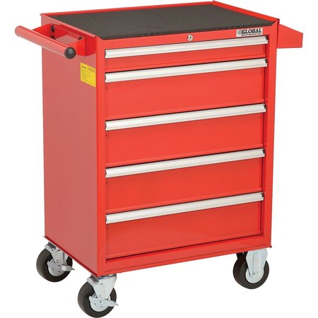 GLOBAL INDUSTRIAL 5 Drawer Roller Tool Cabinet, 26-3/8 x 18-1/8 x 37-13/16, Red 535361